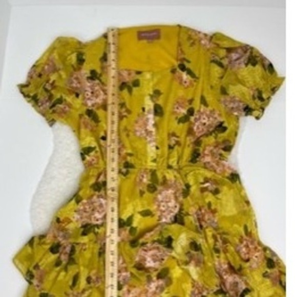 Jessakae Size XL Floral Maxi Dress Women's Sweetheart Neck Yellow Short Sleeve‎ - Picture 8 of 11